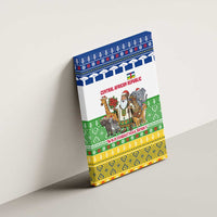Central African Republic Christmas Canvas Wall Art with Santa and Safari Animals Baobab Trees Snowflakes and Tribal Pattern - Wonder Print Shop