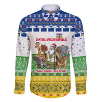 Central African Republic Christmas Family Matching Mermaid Dress and Hawaiian Shirt with Santa and Safari Animals Baobab Trees Snowflakes and Tribal Pattern - Wonder Print Shop