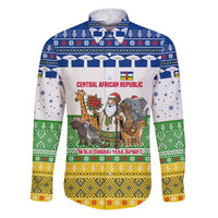 Central African Republic Christmas Family Matching Puletasi and Hawaiian Shirt with Santa and Safari Animals Baobab Trees Snowflakes and Tribal Pattern - Wonder Print Shop