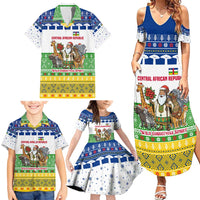 Central African Republic Christmas Family Matching Summer Maxi Dress and Hawaiian Shirt with Santa and Safari Animals Baobab Trees Snowflakes and Tribal Pattern - Wonder Print Shop