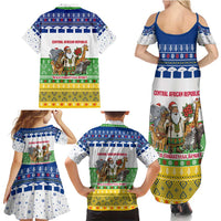 Central African Republic Christmas Family Matching Summer Maxi Dress and Hawaiian Shirt with Santa and Safari Animals Baobab Trees Snowflakes and Tribal Pattern - Wonder Print Shop