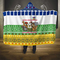 Central African Republic Christmas Hooded Blanket with Santa and Safari Animals Baobab Trees Snowflakes and Tribal Pattern - Wonder Print Shop