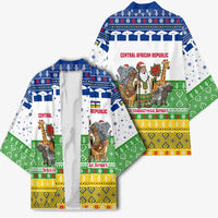 Central African Republic Christmas Kimono with Santa and Safari Animals Baobab Trees Snowflakes and Tribal Pattern - Wonder Print Shop