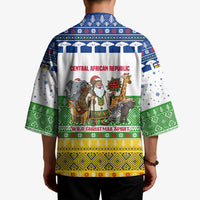 Central African Republic Christmas Kimono with Santa and Safari Animals Baobab Trees Snowflakes and Tribal Pattern - Wonder Print Shop