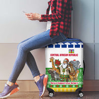 Central African Republic Christmas Luggage Cover with Santa and Safari Animals Baobab Trees Snowflakes and Tribal Pattern - Wonder Print Shop