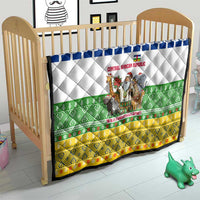 Central African Republic Christmas Quilt with Santa and Safari Animals Baobab Trees Snowflakes and Tribal Pattern - Wonder Print Shop
