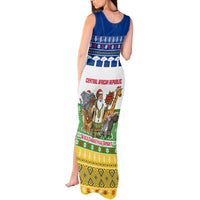 Central African Republic Christmas Tank Maxi Dress with Santa and Safari Animals Baobab Trees Snowflakes and Tribal Pattern - Wonder Print Shop