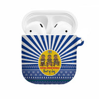 Central African Republic Christmas AirPods Case with Drumming Kids Beat of Joy Tribal Pattern and Snowflakes - Wonder Print Shop