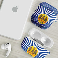 Central African Republic Christmas AirPods Case with Drumming Kids Beat of Joy Tribal Pattern and Snowflakes - Wonder Print Shop