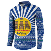 Central African Republic Christmas Button Sweatshirt with Drumming Kids Beat of Joy Tribal Pattern and Snowflakes - Wonder Print Shop