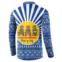 Central African Republic Christmas Button Sweatshirt with Drumming Kids Beat of Joy Tribal Pattern and Snowflakes - Wonder Print Shop