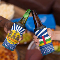 Central African Republic Christmas 4 in 1 Can Cooler Tumbler with Drumming Kids Beat of Joy Tribal Pattern and Snowflakes - Wonder Print Shop