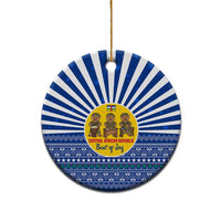 Central African Republic Christmas Ceramic Ornament with Drumming Kids Beat of Joy Tribal Pattern and Snowflakes - Wonder Print Shop