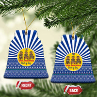 Central African Republic Christmas Ceramic Ornament with Drumming Kids Beat of Joy Tribal Pattern and Snowflakes - Wonder Print Shop