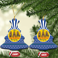 Central African Republic Christmas Ceramic Ornament with Drumming Kids Beat of Joy Tribal Pattern and Snowflakes - Wonder Print Shop