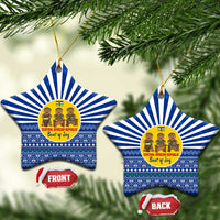 Central African Republic Christmas Ceramic Ornament with Drumming Kids Beat of Joy Tribal Pattern and Snowflakes - Wonder Print Shop