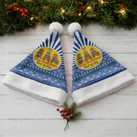 Central African Republic Christmas Santa Hat with Drumming Kids Beat of Joy Tribal Pattern and Snowflakes - Wonder Print Shop