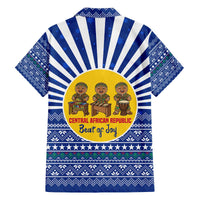 Central African Republic Christmas Family Matching Off The Shoulder Long Sleeve Dress and Hawaiian Shirt with Drumming Kids Beat of Joy Tribal Pattern and Snowflakes - Wonder Print Shop