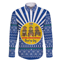 Central African Republic Christmas Family Matching Off The Shoulder Long Sleeve Dress and Hawaiian Shirt with Drumming Kids Beat of Joy Tribal Pattern and Snowflakes - Wonder Print Shop