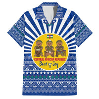 Central African Republic Christmas Family Matching Short Sleeve Bodycon Dress and Hawaiian Shirt with Drumming Kids Beat of Joy Tribal Pattern and Snowflakes - Wonder Print Shop