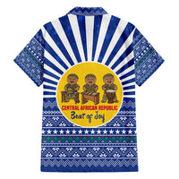 Central African Republic Christmas Family Matching Short Sleeve Bodycon Dress and Hawaiian Shirt with Drumming Kids Beat of Joy Tribal Pattern and Snowflakes - Wonder Print Shop