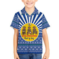 Central African Republic Christmas Family Matching Short Sleeve Bodycon Dress and Hawaiian Shirt with Drumming Kids Beat of Joy Tribal Pattern and Snowflakes - Wonder Print Shop