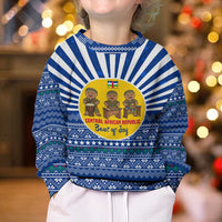 Central African Republic Christmas Kid Ugly Christmas Sweater with Drumming Kids Beat of Joy Tribal Pattern and Snowflakes - Wonder Print Shop
