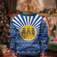 Central African Republic Christmas Kid Ugly Christmas Sweater with Drumming Kids Beat of Joy Tribal Pattern and Snowflakes - Wonder Print Shop