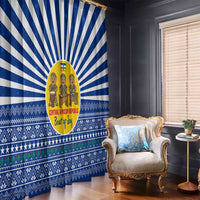 Central African Republic Christmas Window Curtain with Drumming Kids Beat of Joy Tribal Pattern and Snowflakes - Wonder Print Shop