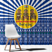 Central African Republic Christmas Window Curtain with Drumming Kids Beat of Joy Tribal Pattern and Snowflakes - Wonder Print Shop