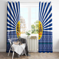 Central African Republic Christmas Window Curtain with Drumming Kids Beat of Joy Tribal Pattern and Snowflakes - Wonder Print Shop