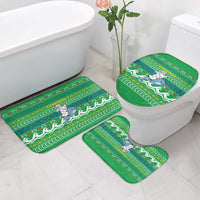 Comoros Christmas Bathroom Set with Santa Riding Dolphin Ocean Waves Crescent Moon and Tribal Pattern - Wonder Print Shop
