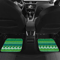 Comoros Christmas Car Mats with Santa Riding Dolphin Ocean Waves Crescent Moon and Tribal Pattern - Wonder Print Shop