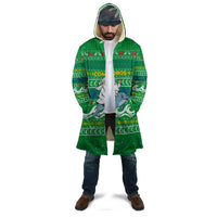 Comoros Christmas Cloak with Santa Riding Dolphin Ocean Waves Crescent Moon and Tribal Pattern - Wonder Print Shop