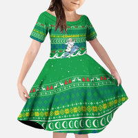Comoros Christmas Family Matching Off Shoulder Maxi Dress and Hawaiian Shirt with Santa Riding Dolphin Ocean Waves Crescent Moon and Tribal Pattern - Wonder Print Shop