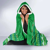 Comoros Christmas Hooded Blanket with Santa Riding Dolphin Ocean Waves Crescent Moon and Tribal Pattern - Wonder Print Shop