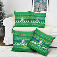 Comoros Christmas Pillow Cover with Santa Riding Dolphin Ocean Waves Crescent Moon and Tribal Pattern - Wonder Print Shop