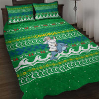 Comoros Christmas Quilt Bed Set with Santa Riding Dolphin Ocean Waves Crescent Moon and Tribal Pattern - Wonder Print Shop