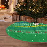 Comoros Christmas Tree Skirt with Santa Riding Dolphin Ocean Waves Crescent Moon and Tribal Pattern - Wonder Print Shop