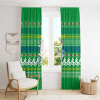 Comoros Christmas Window Curtain with Santa Riding Dolphin Ocean Waves Crescent Moon and Tribal Pattern - Wonder Print Shop