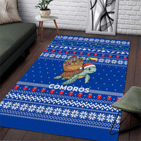 Comoros Christmas Area Rug with Santa Turtle Gifts Snowflakes and Ocean Blue Holiday Pattern - Wonder Print Shop