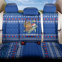 Comoros Christmas Back Car Seat Cover with Santa Turtle Gifts Snowflakes and Ocean Blue Holiday Pattern - Wonder Print Shop