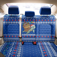 Comoros Christmas Back Car Seat Cover with Santa Turtle Gifts Snowflakes and Ocean Blue Holiday Pattern - Wonder Print Shop