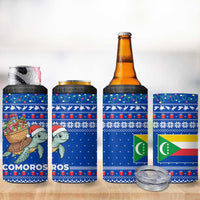 Comoros Christmas 4 in 1 Can Cooler Tumbler with Santa Turtle Gifts Snowflakes and Ocean Blue Holiday Pattern - Wonder Print Shop