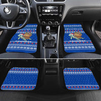 Comoros Christmas Car Mats with Santa Turtle Gifts Snowflakes and Ocean Blue Holiday Pattern - Wonder Print Shop