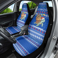 Comoros Christmas Car Seat Cover with Santa Turtle Gifts Snowflakes and Ocean Blue Holiday Pattern - Wonder Print Shop