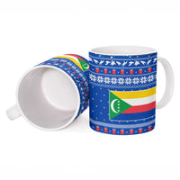 Comoros Christmas Ceramic Mug with Santa Turtle Gifts Snowflakes and Ocean Blue Holiday Pattern - Wonder Print Shop