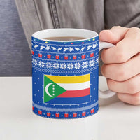 Comoros Christmas Ceramic Mug with Santa Turtle Gifts Snowflakes and Ocean Blue Holiday Pattern - Wonder Print Shop