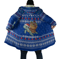 Comoros Christmas Cloak with Santa Turtle Gifts Snowflakes and Ocean Blue Holiday Pattern - Wonder Print Shop