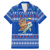 Comoros Christmas Family Matching Mermaid Dress and Hawaiian Shirt with Santa Turtle Gifts Snowflakes and Ocean Blue Holiday Pattern - Wonder Print Shop